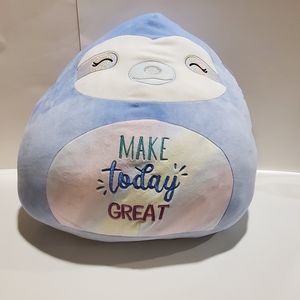 Squishmallows Blue Sloth with inspirational saying NWOT
